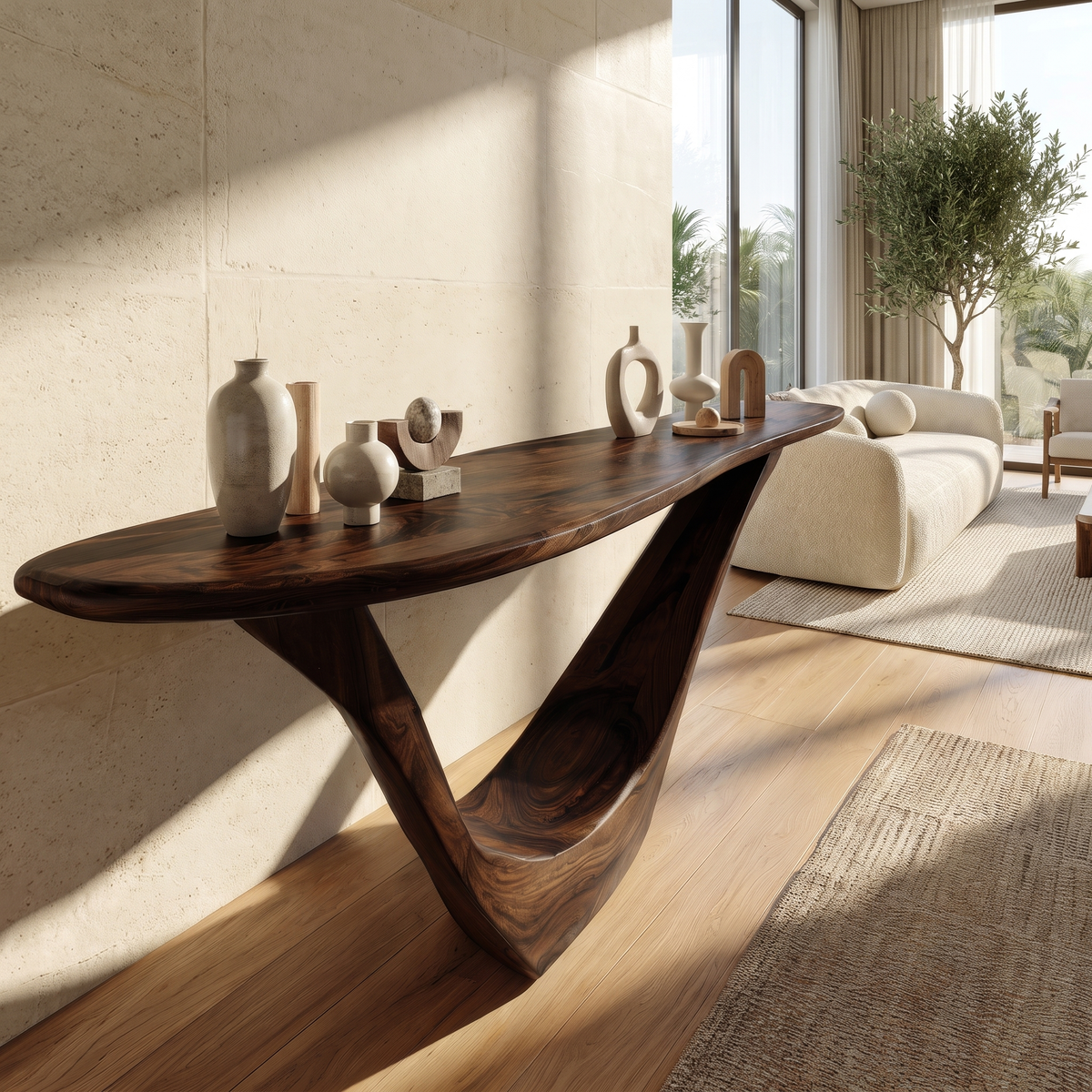 Aerovyn Sculpted Solid Wood Console Table