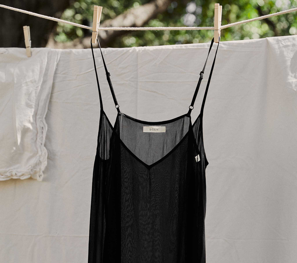 Long Deep V-Neck Slip -- Black