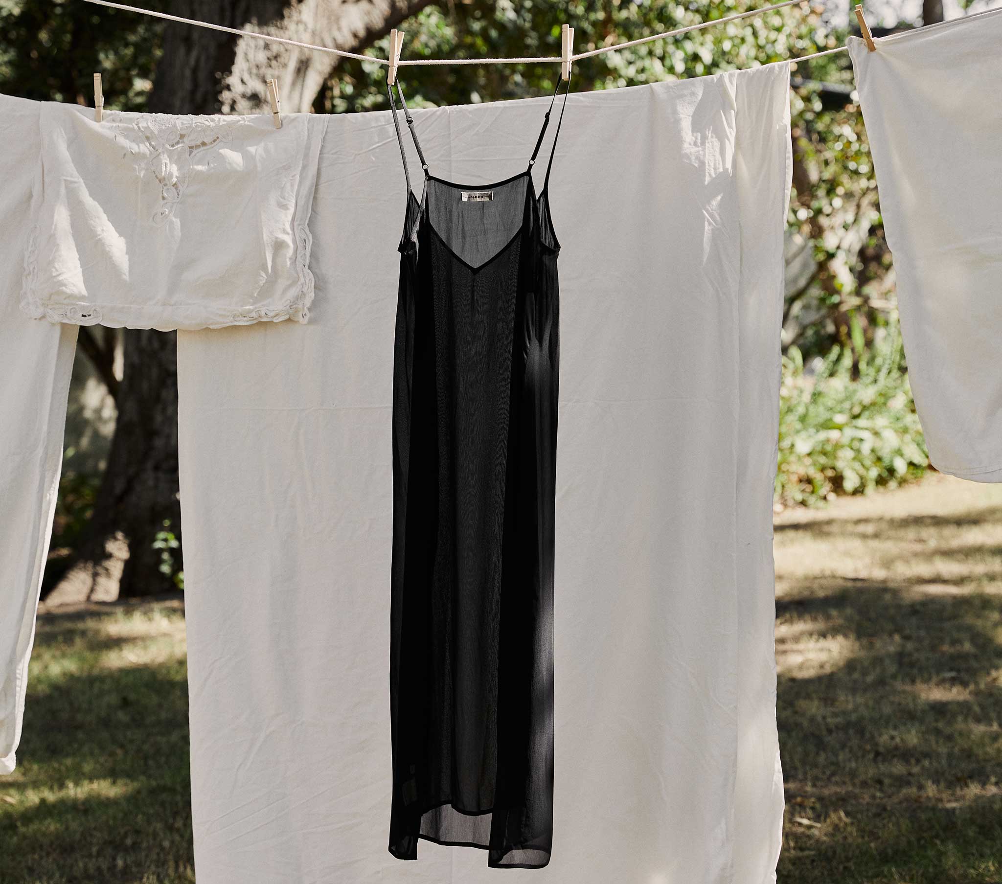 Long Deep V-Neck Slip -- Black