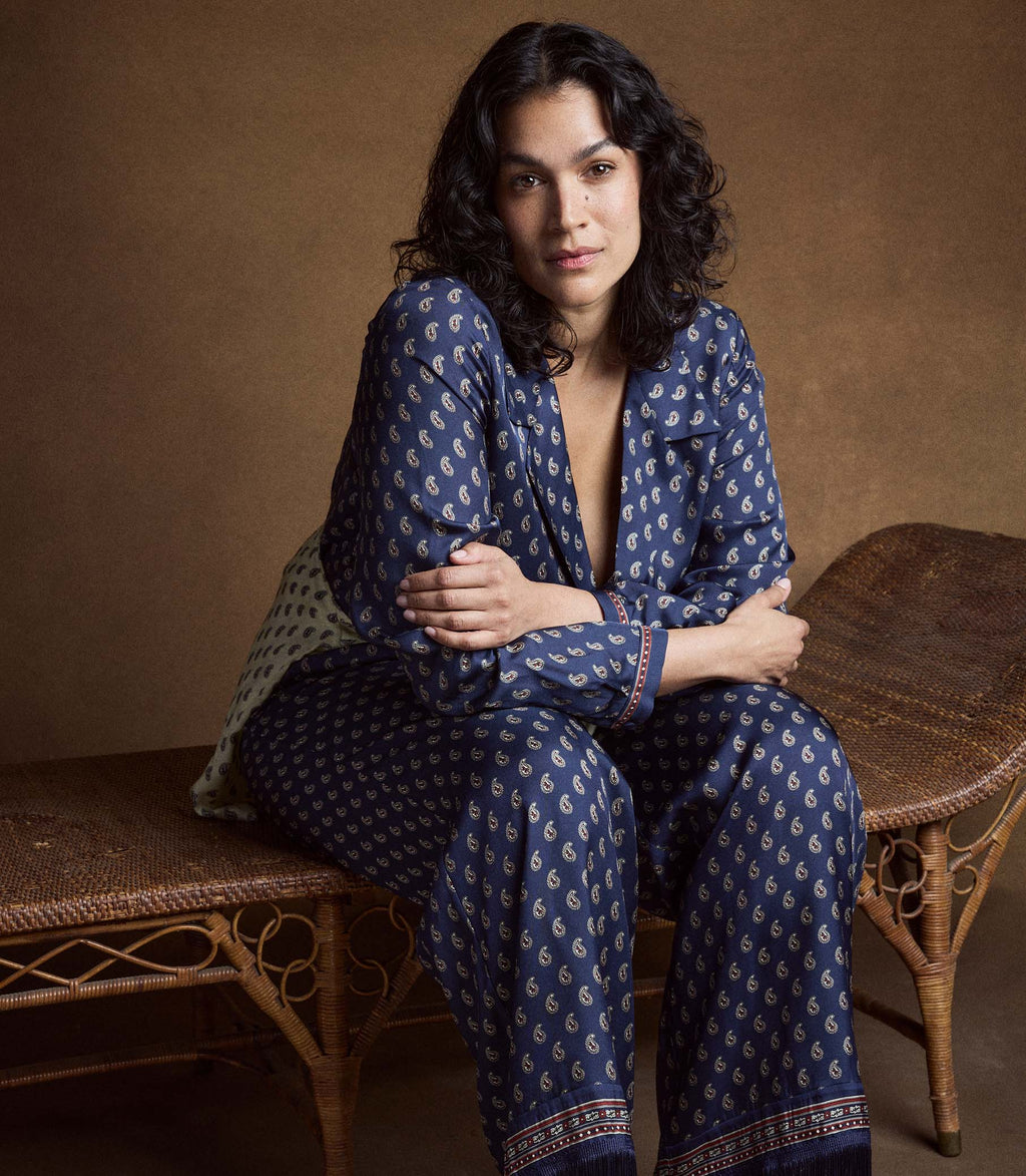 Elene Top -- Bleu Taormina Paisley