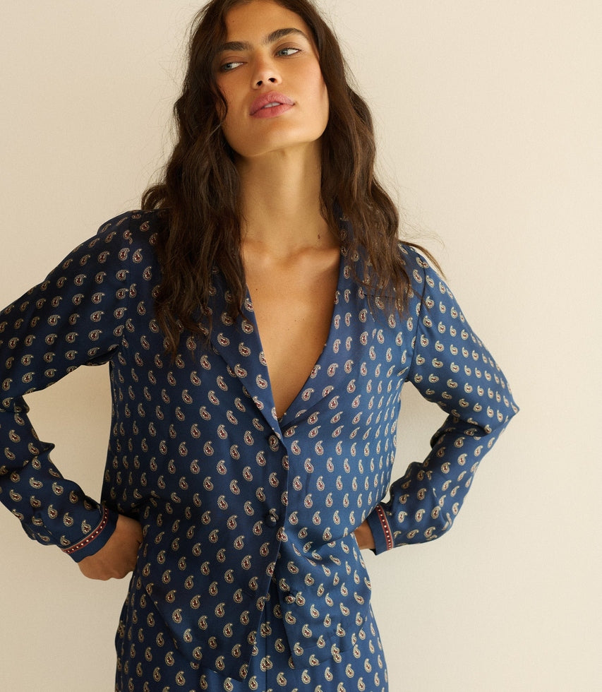 Elene Top -- Bleu Taormina Paisley