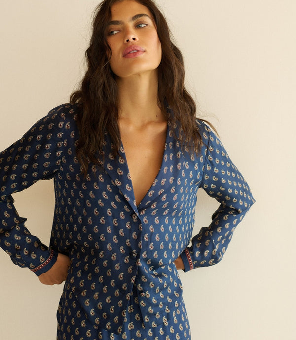 Elene Top -- Bleu Taormina Paisley