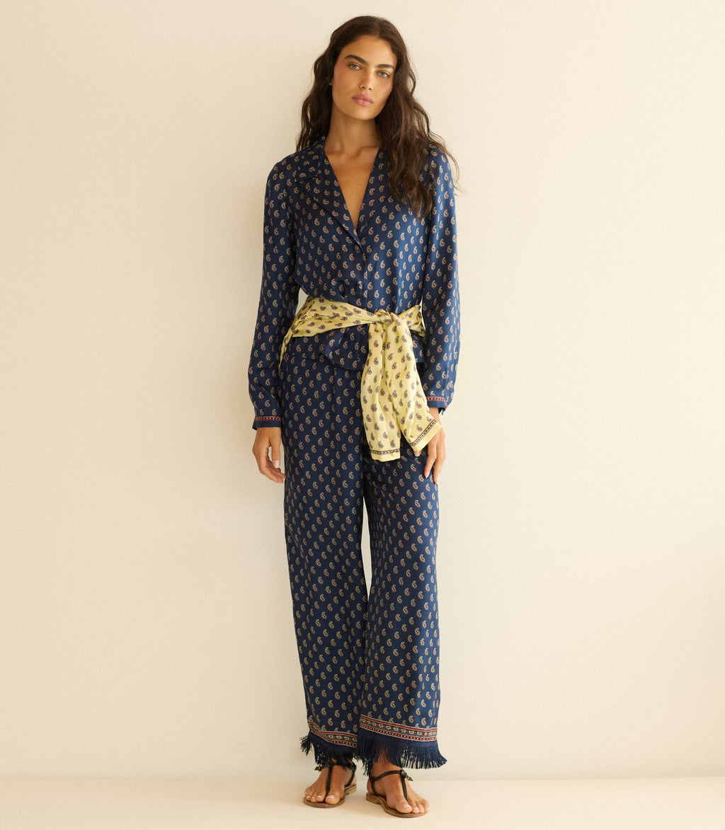 Elene Top -- Bleu Taormina Paisley