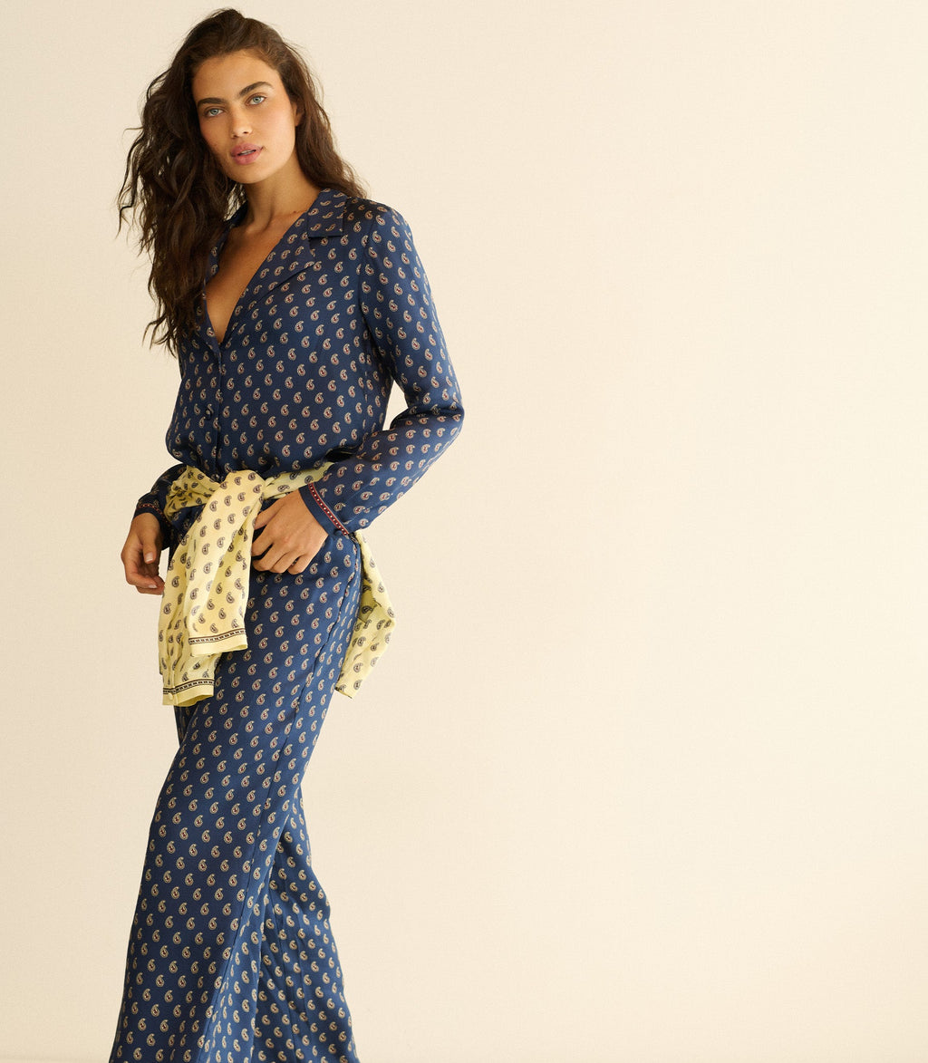 Elene Top -- Bleu Taormina Paisley