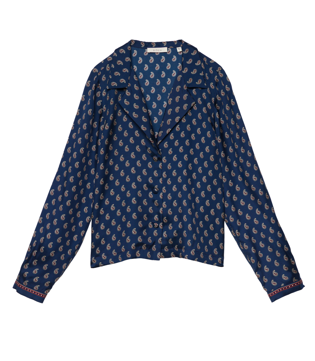 Elene Top -- Bleu Taormina Paisley