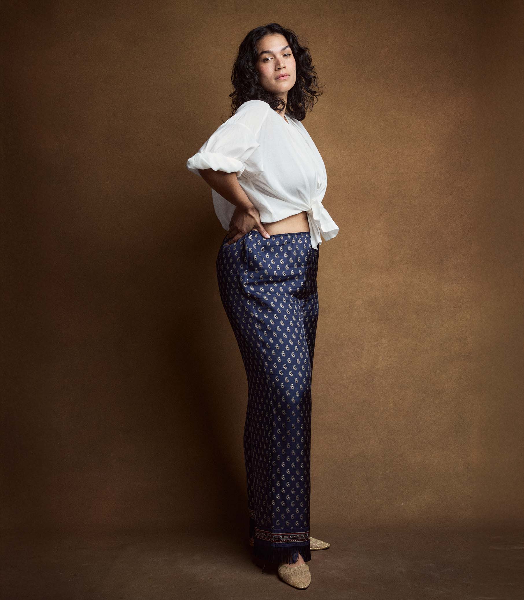 Lavon Fringe Pant -- Bleu Taormina Paisley
