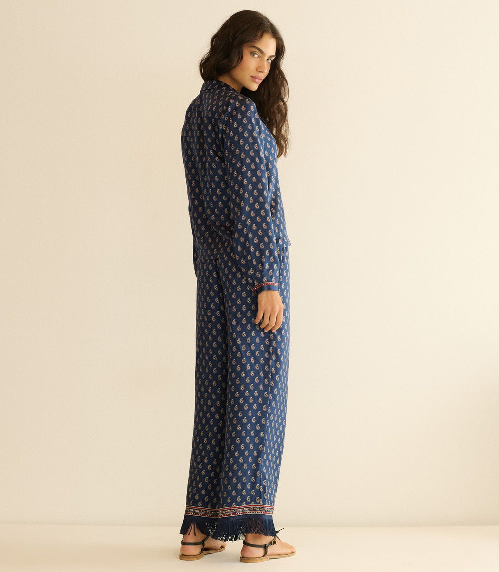 Lavon Fringe Pant -- Bleu Taormina Paisley