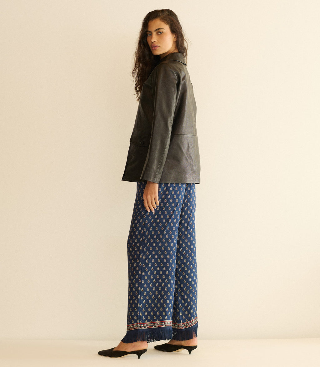 Lavon Fringe Pant -- Bleu Taormina Paisley