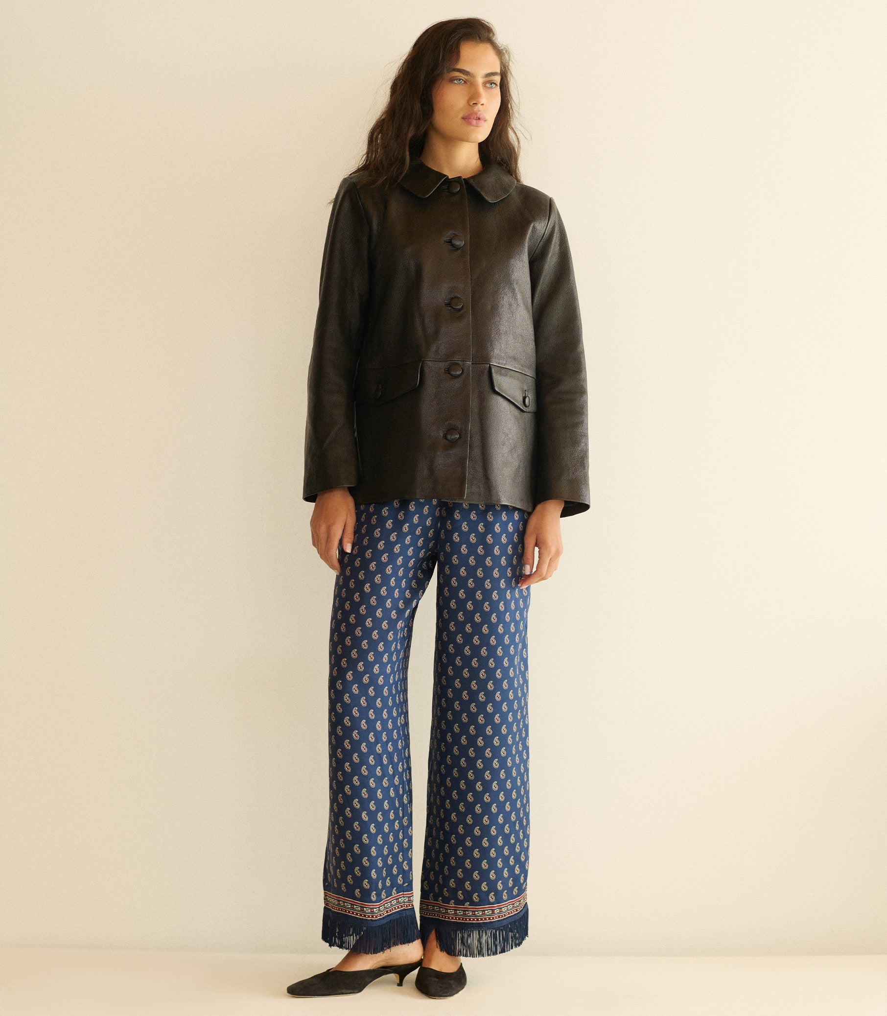 Lavon Fringe Pant -- Bleu Taormina Paisley