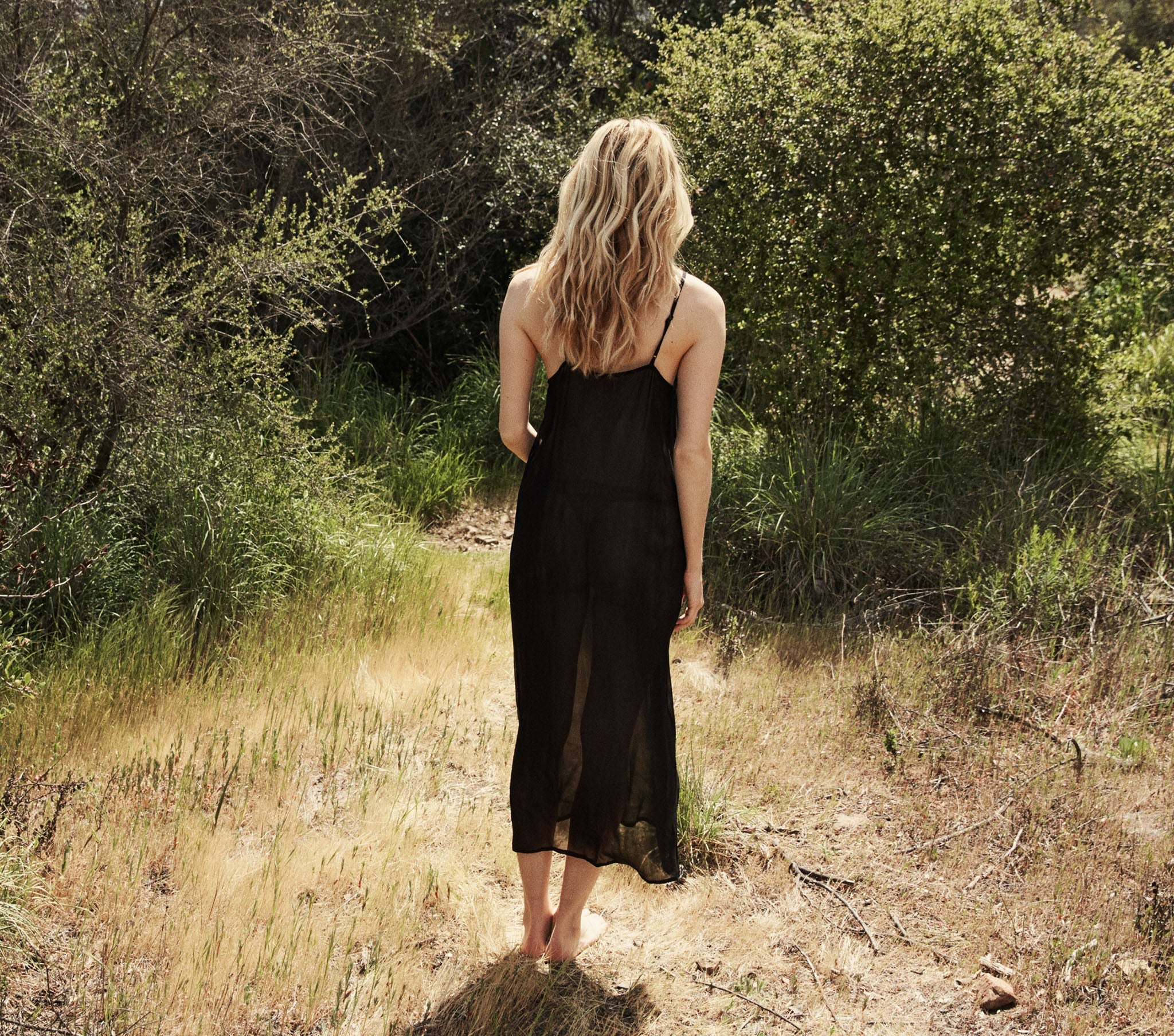 Long Deep V-Neck Slip -- Black