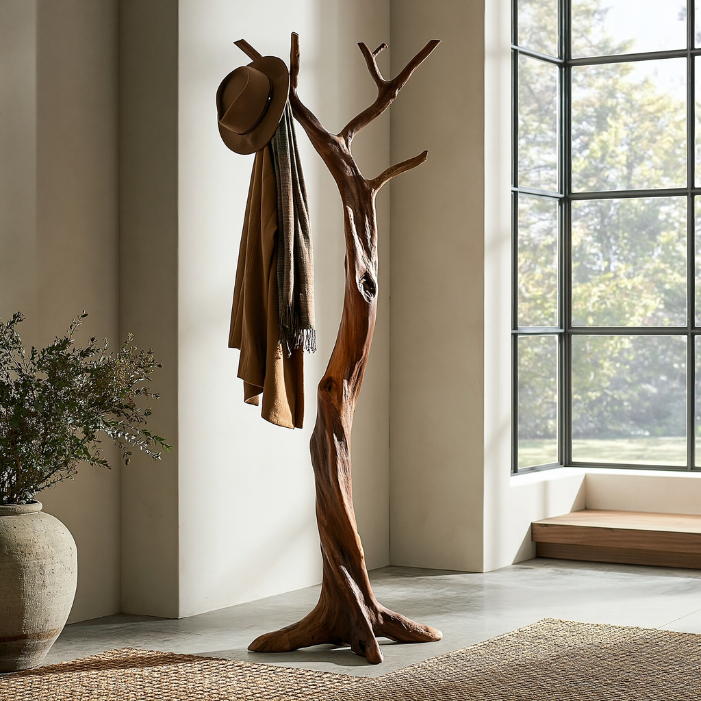 Velmorian Sculpted Solid Wood Tree Coat Rack