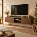 Sora Floating Media Console in a Christmas living room