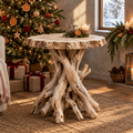 Tidewood Driftwood Root Side Table in a Christmas living room