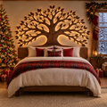 Rowan Tree Branch Headboard in a Christmas living room