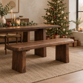 Mesa Carved Dining Bench in a Christmas living room