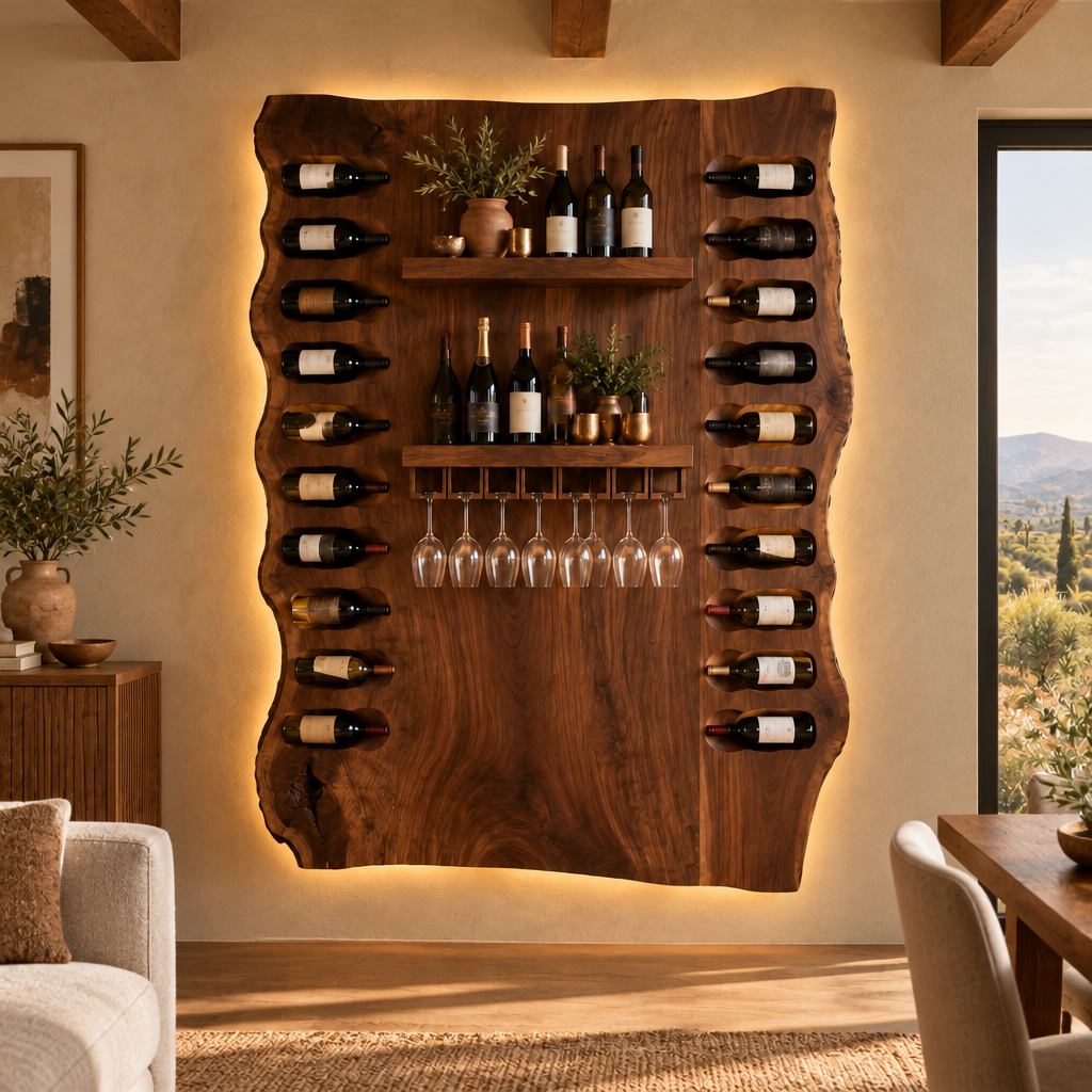 Mojave Slab Wine Bar Wall with Light in use