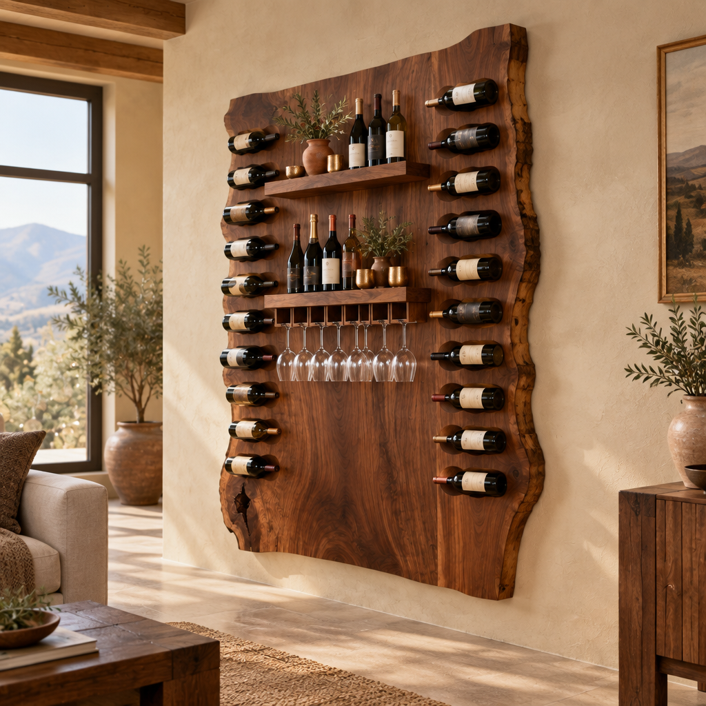 Mojave Slab Wine Bar Wall with Light side view