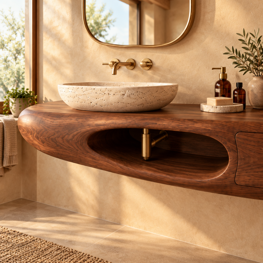 Mojave Sculpted Floating Vanity in use
