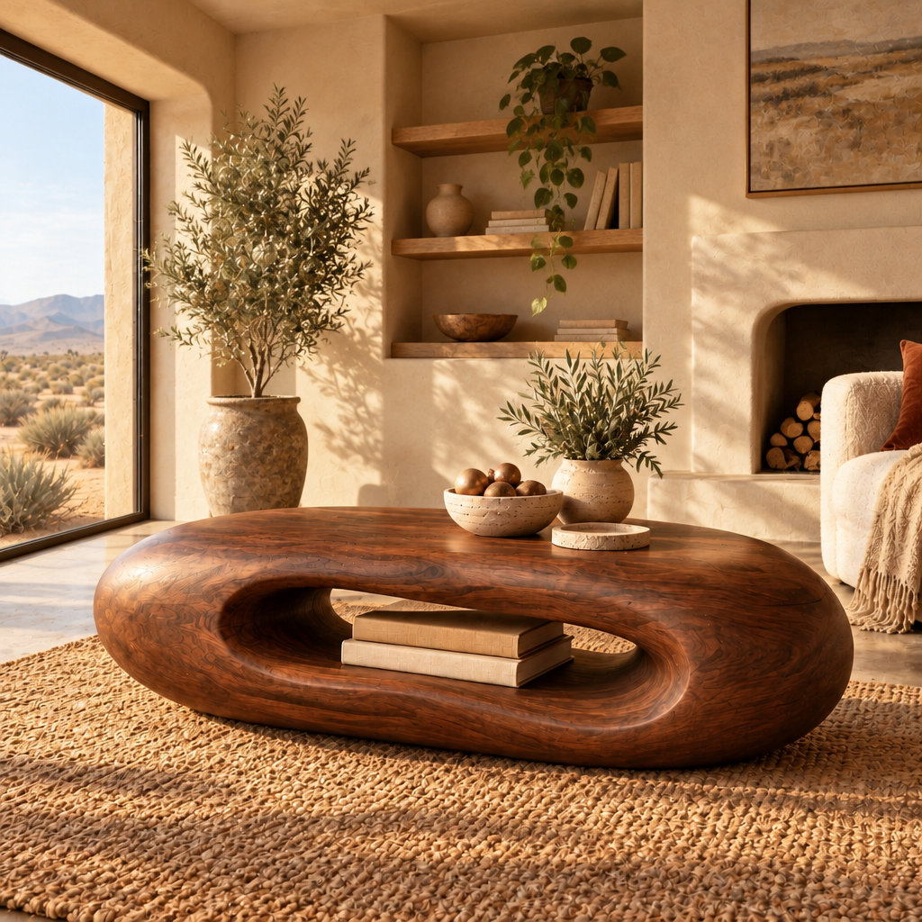 Mojave Pebble Coffee Table in a living room