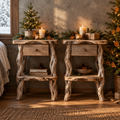 Tidewood Driftwood Nightstands, Set of 2 in a Christmas living room