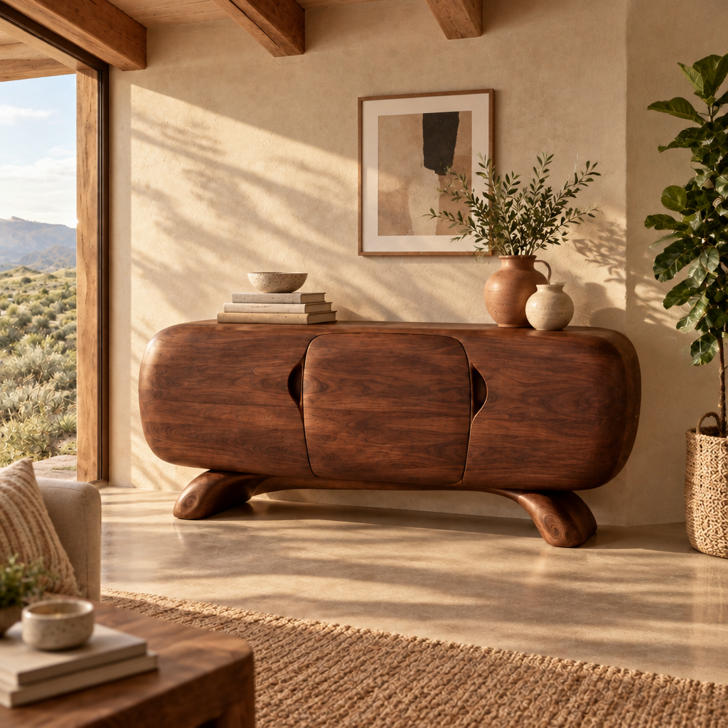 Mojave Sculpted Sideboard in a living room