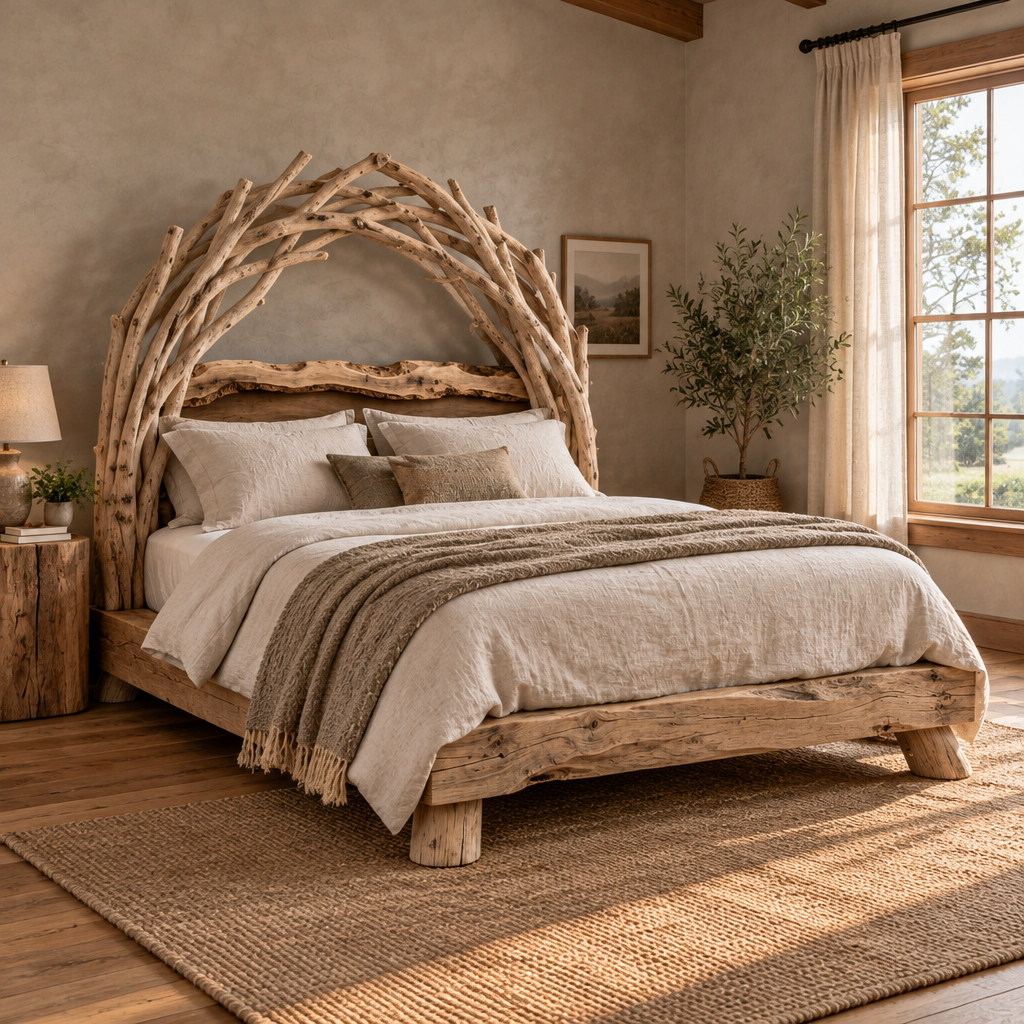 Tidewood Driftwood Headboard Bed side view