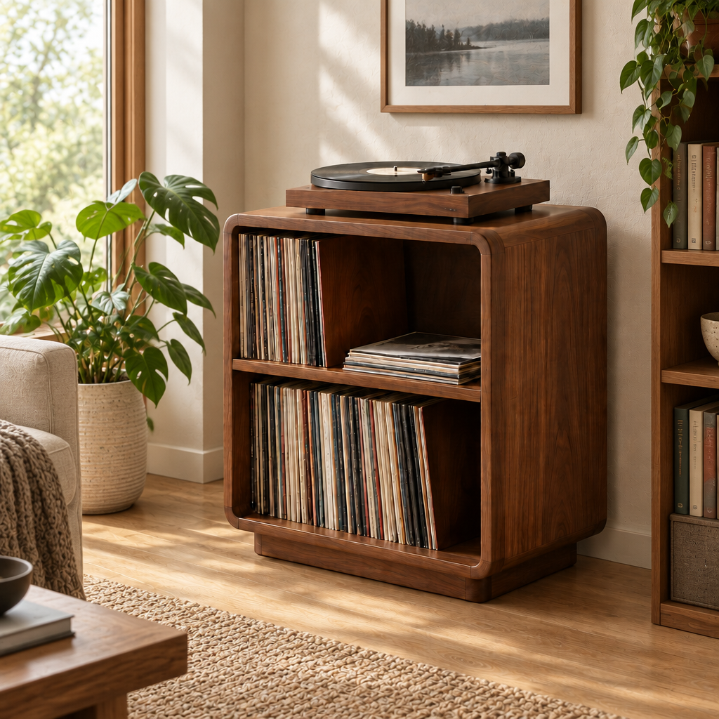 Sora Rounded Record Stand in use
