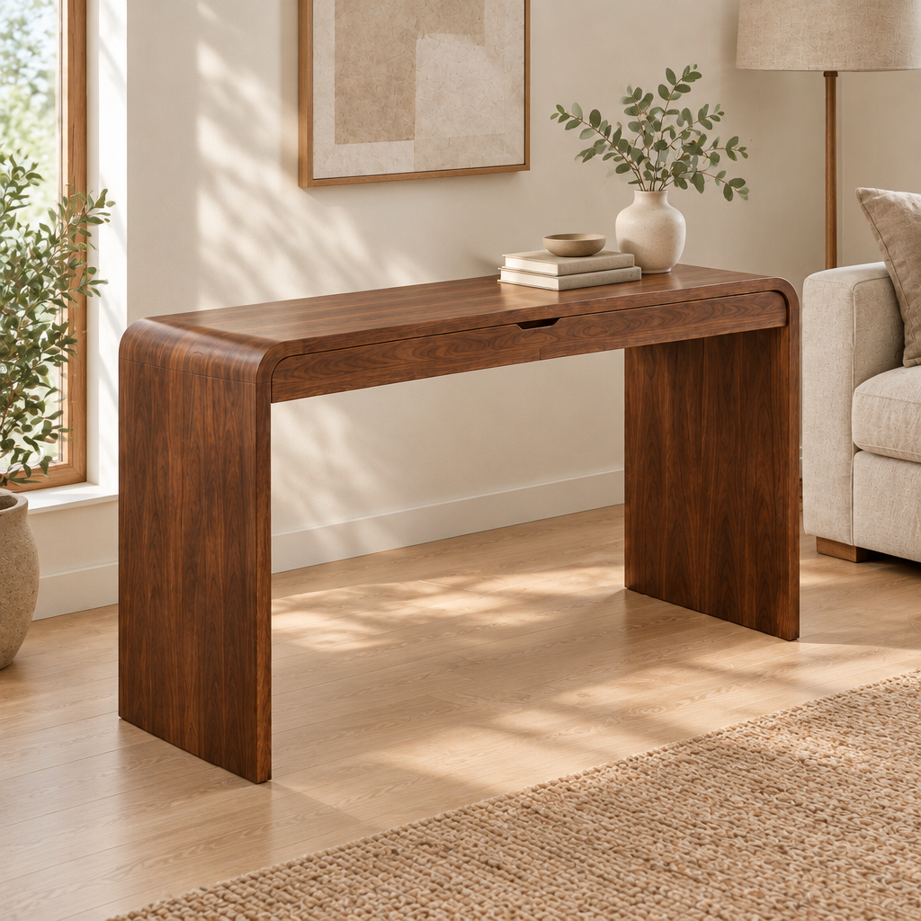 Sora Curved Writing Desk side view