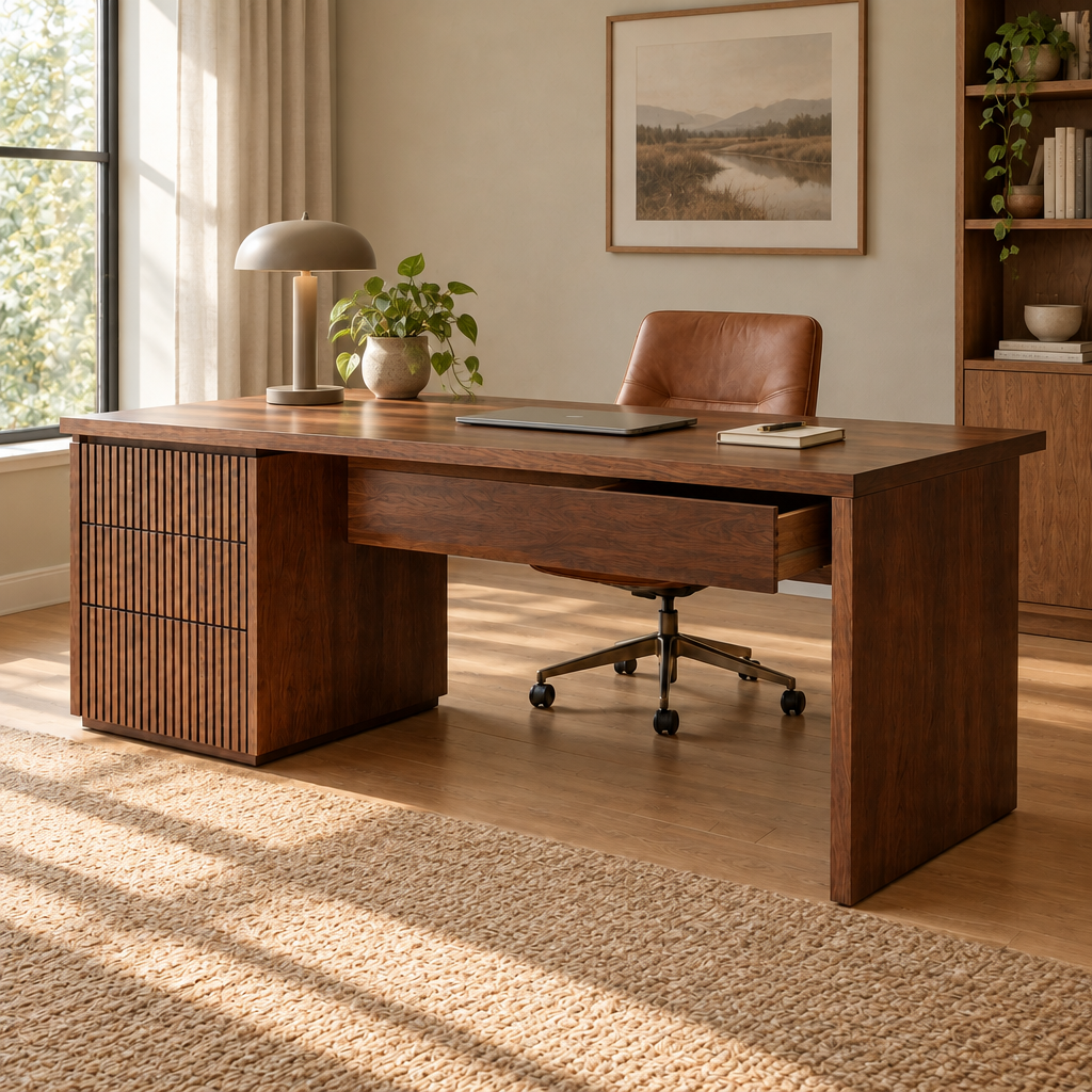 Halden Executive Desk in use