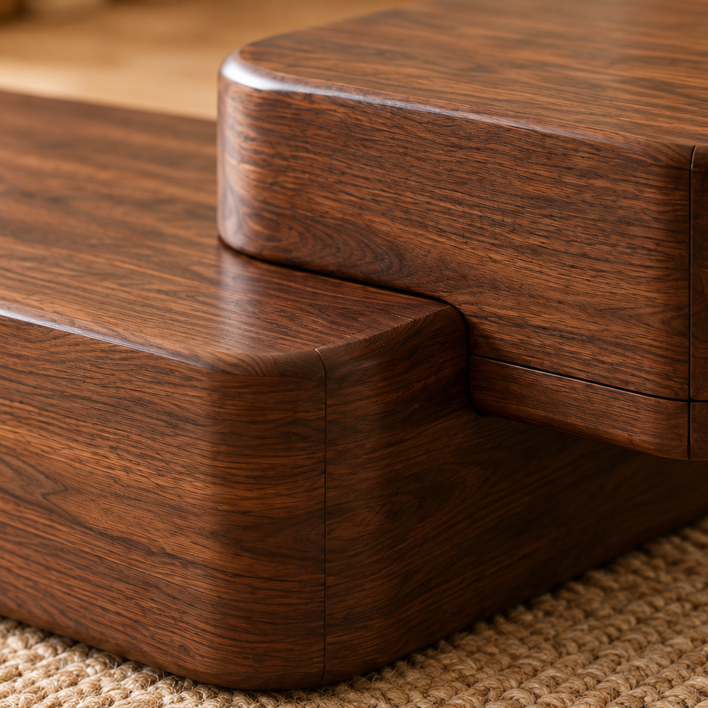 Mesa Split-Block Coffee Table wood grain and joinery close-up