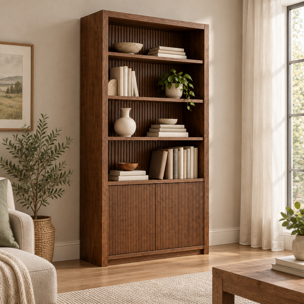 Halden Slatted Wall Bookcase side view