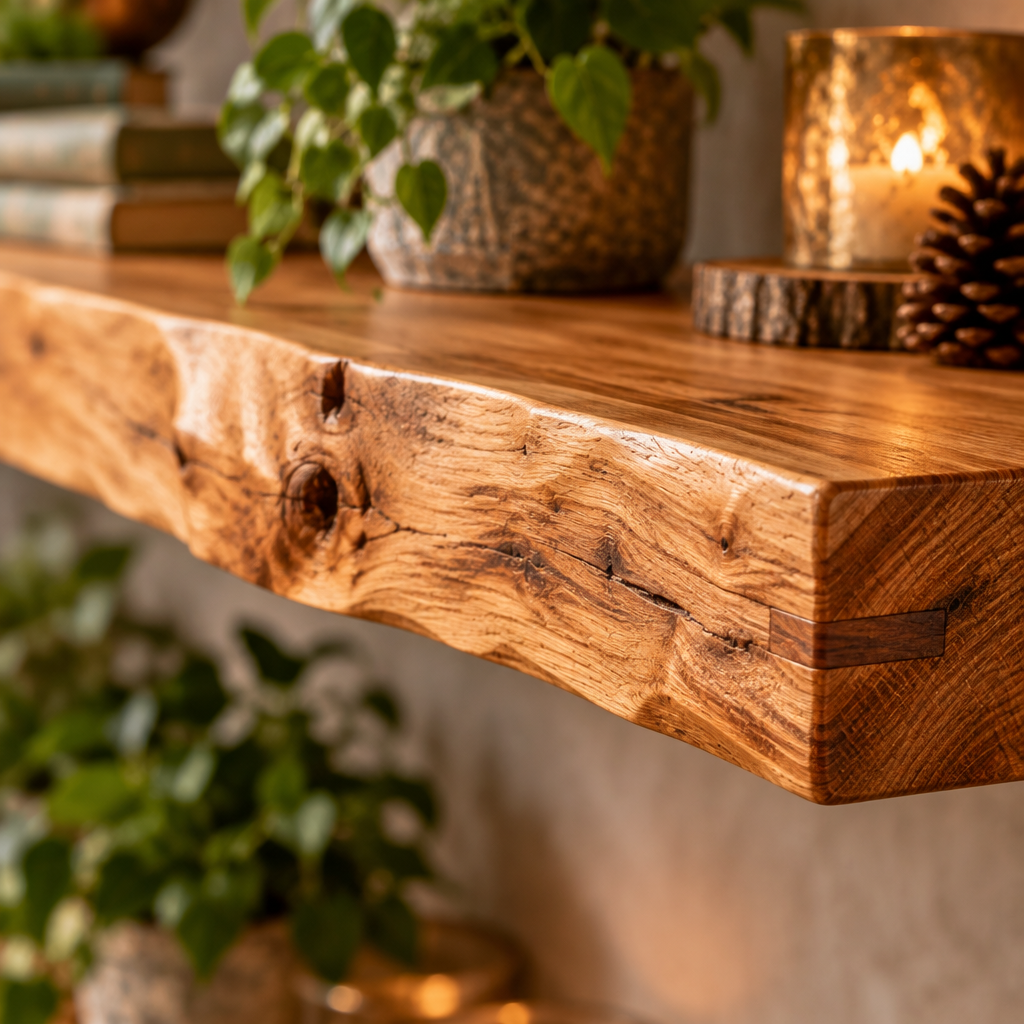 Tidewood Live-Edge Floating Shelf Wall Set wood grain and joinery close-up
