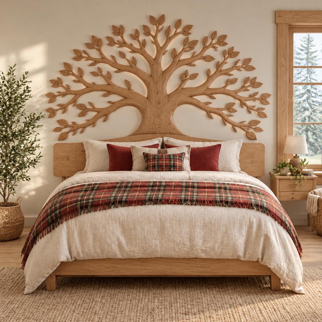 Rowan Tree Branch Headboard in Natural Oak finish