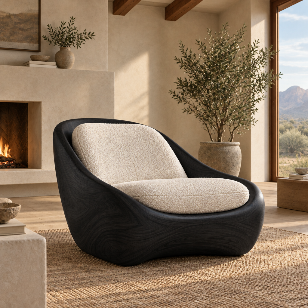 Mojave Sculpted Lounge Chair in Ebonized Black finish