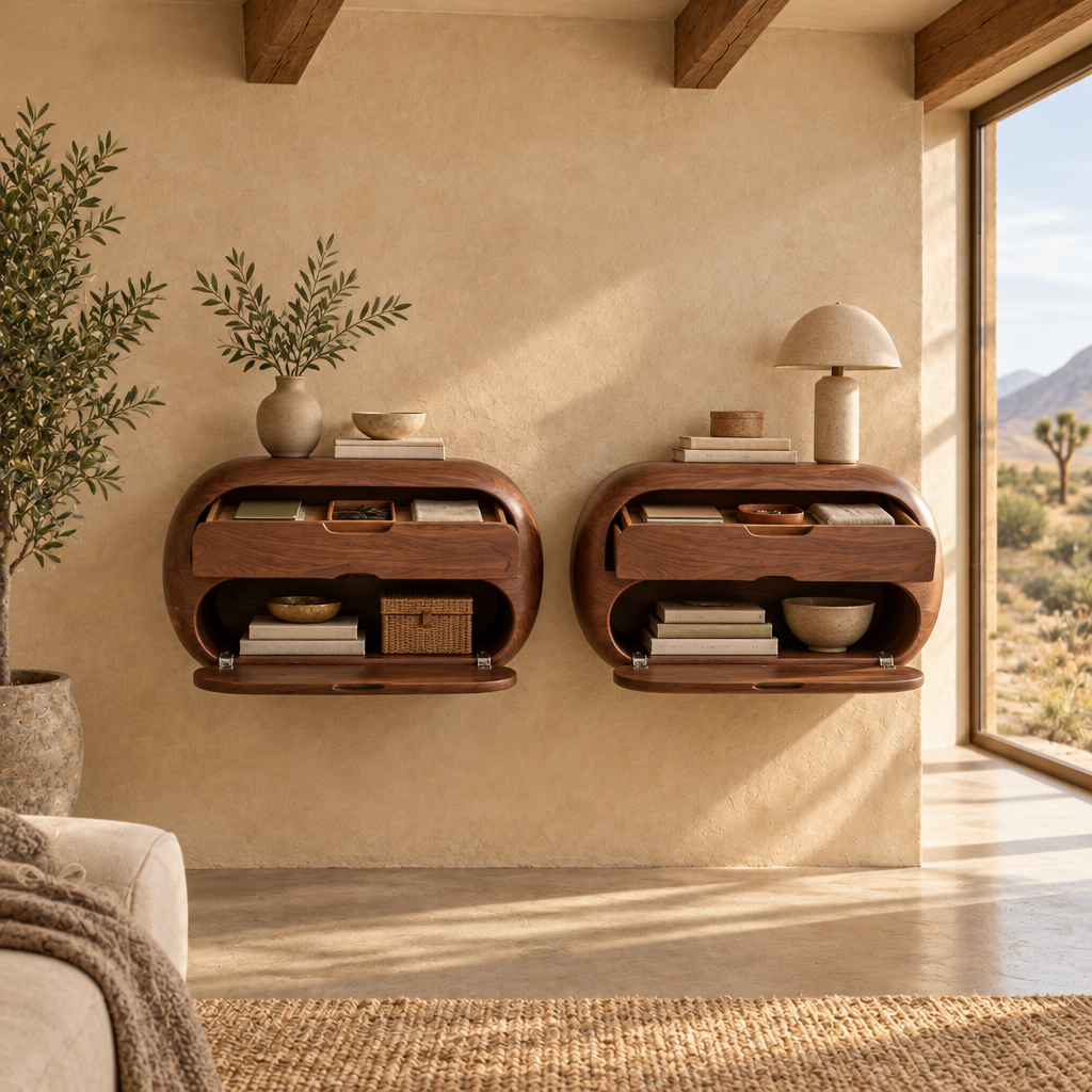 Mojave Pebble Nightstands, Set of 2 in use