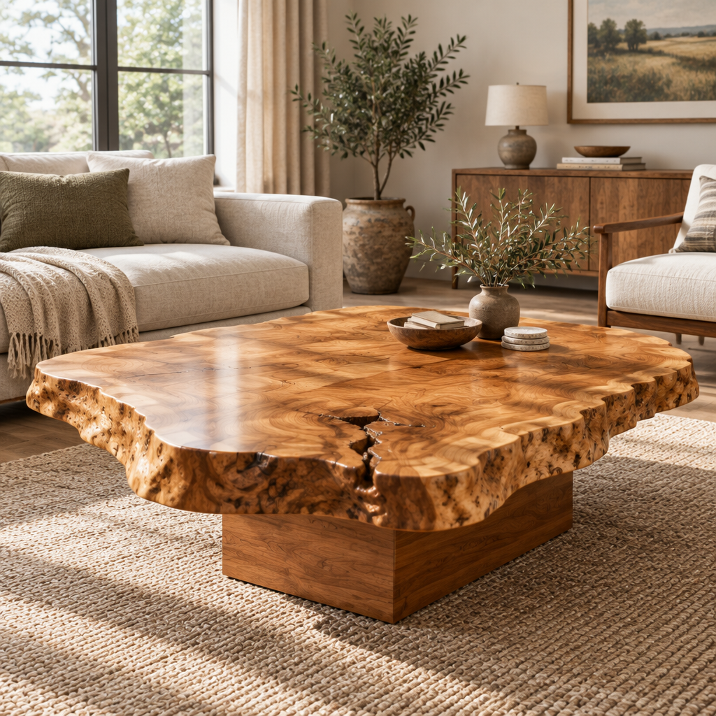 Tidewood Live-Edge Slab Coffee Table side view