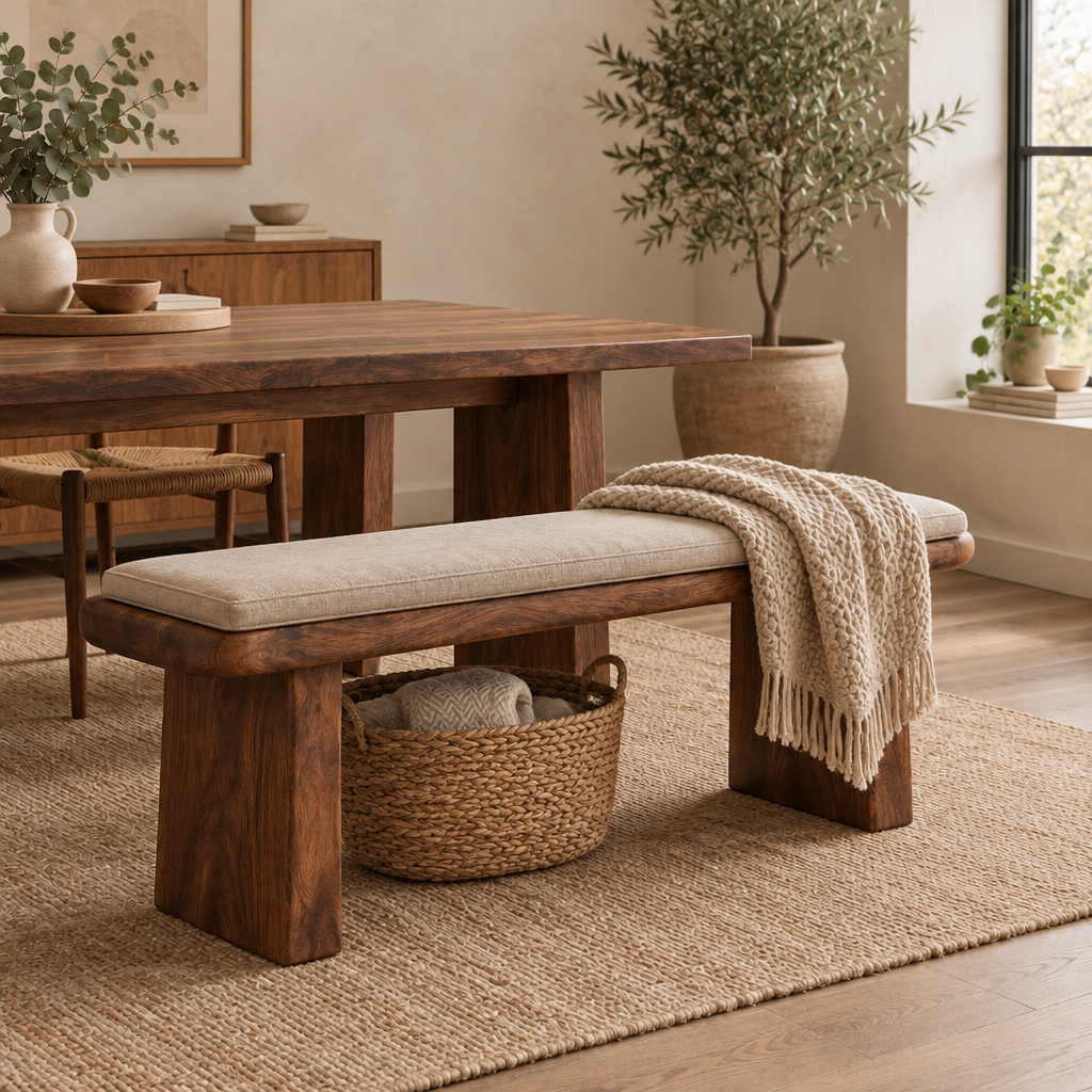 Mesa Carved Dining Bench in use