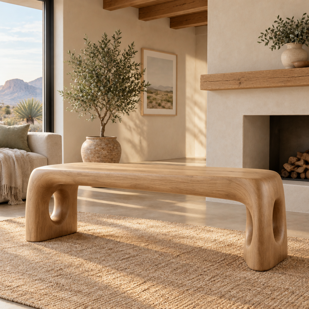 Mojave Sculpted Bench in Natural Oak finish