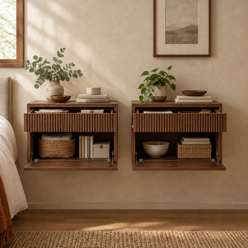 Halden Fluted Nightstands, Set of 2 in use