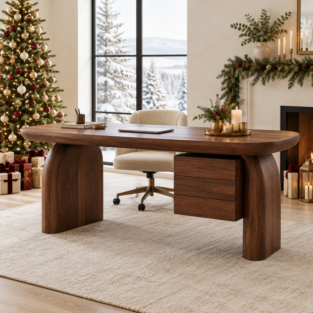 Atelier Arc Executive Desk in a Christmas home