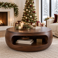 Atelier Drum Round Coffee Table with Shelf in a Christmas home