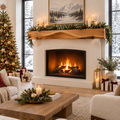 Riverbend Live-Edge Wave Mantel in a Christmas home
