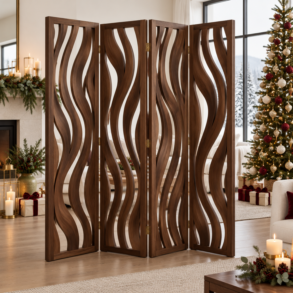 Atelier Sculpted Room Divider Screen in a Christmas home