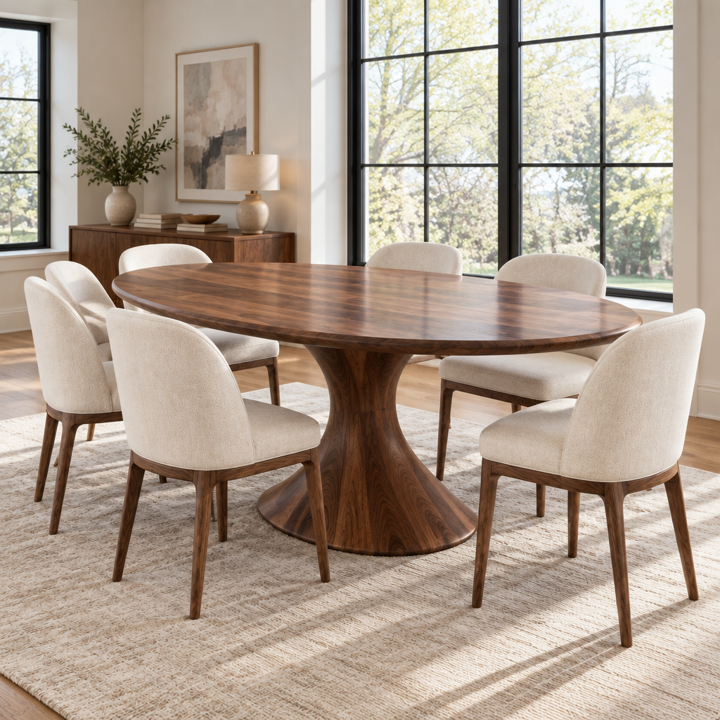 Atelier Oval Sculpted Dining Table side view