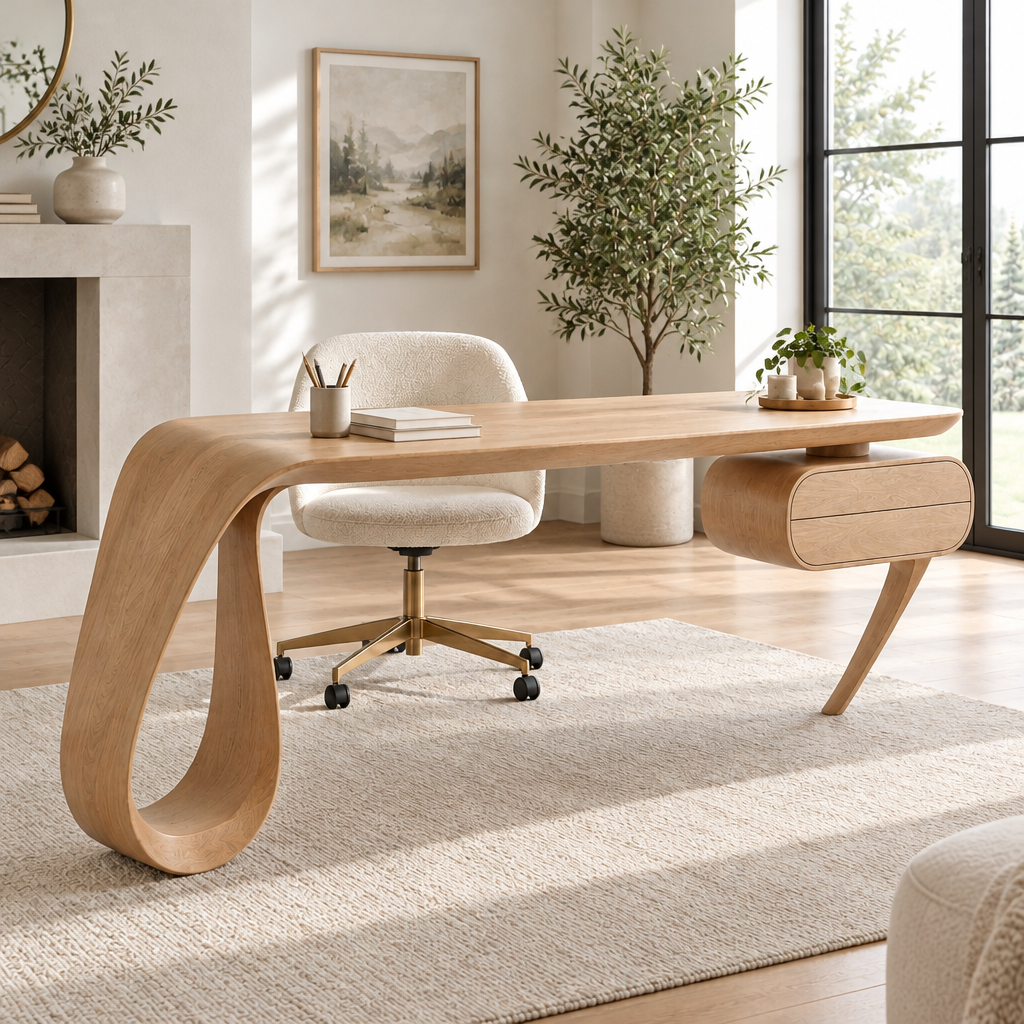 Atelier Ribbon Writing Desk in Natural Oak finish