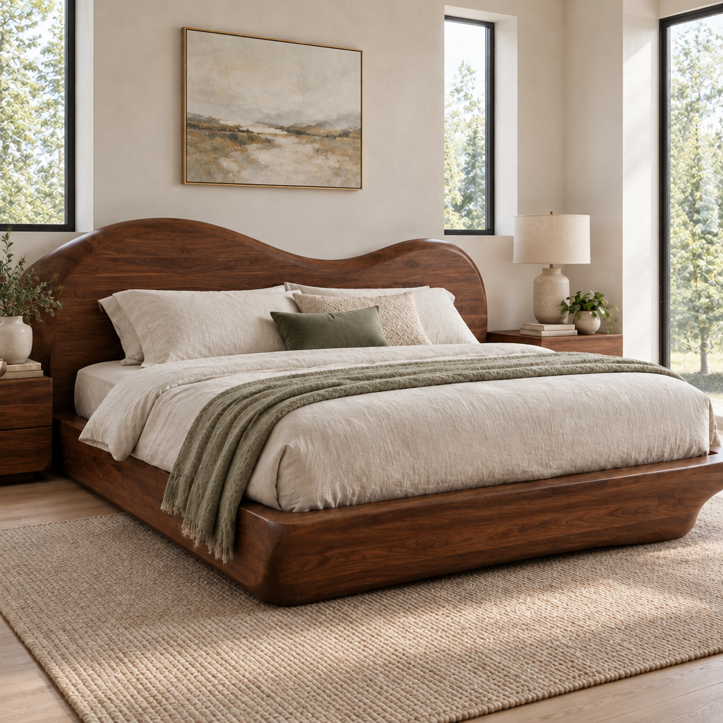 Atelier Wave Headboard Platform Bed in use