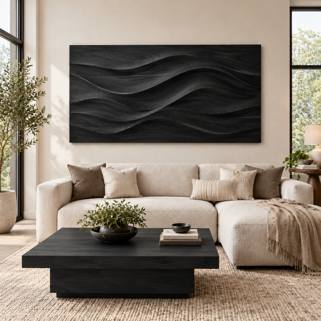 Atelier Dune Wave Wall Panel in Ebonized Black finish