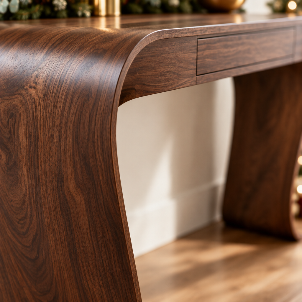 Atelier Ribbon Console with Drawer wood grain close-up
