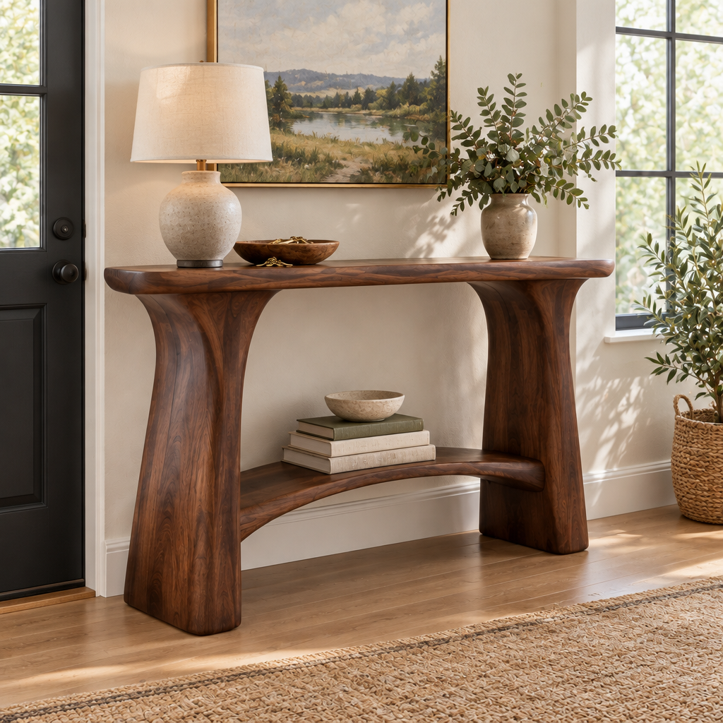 Atelier Arch Console with Shelf in use