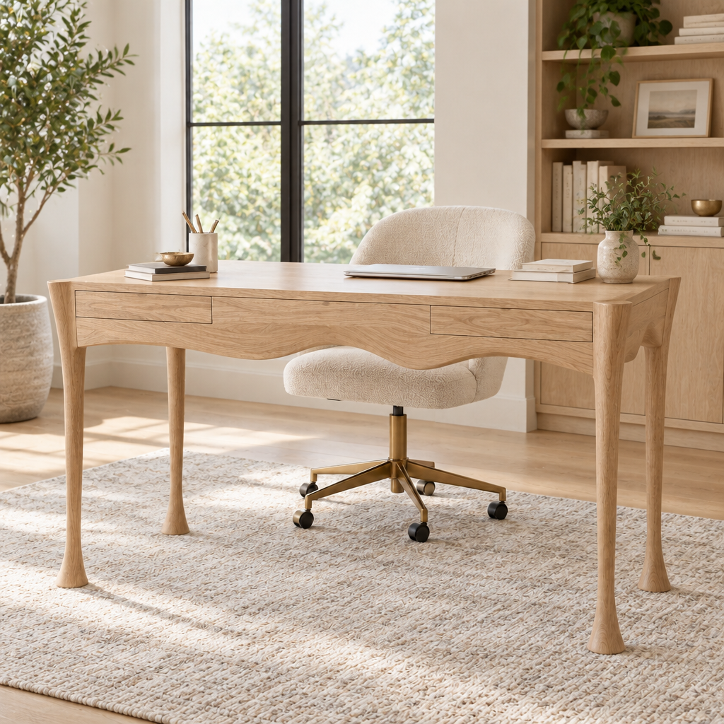 Atelier Wave Apron Desk in Natural Oak finish